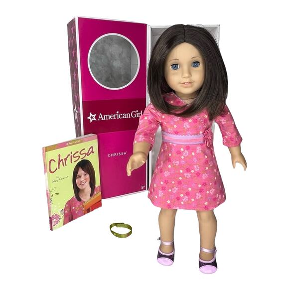 American Girl CHRISSA DOLL In Meet Outfit Dress Shoes Panties Book Bracelet BOX - Picture 10 of 10